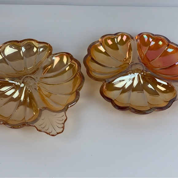 [SOLD]  set of two glass tray marigold peach / jewelry holder / MCM decor - Picture 3 of 6